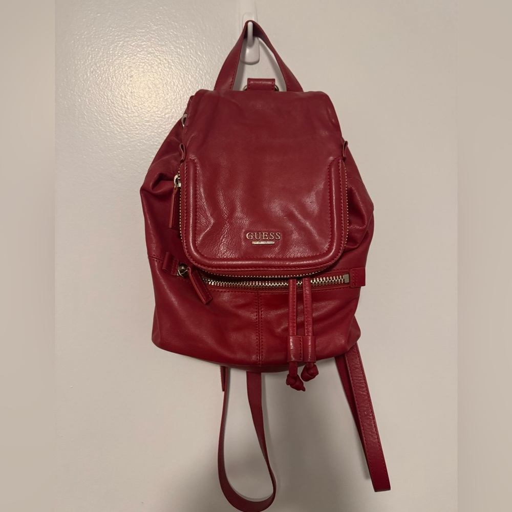 Guess Cherry Red Leather Women's Backpack